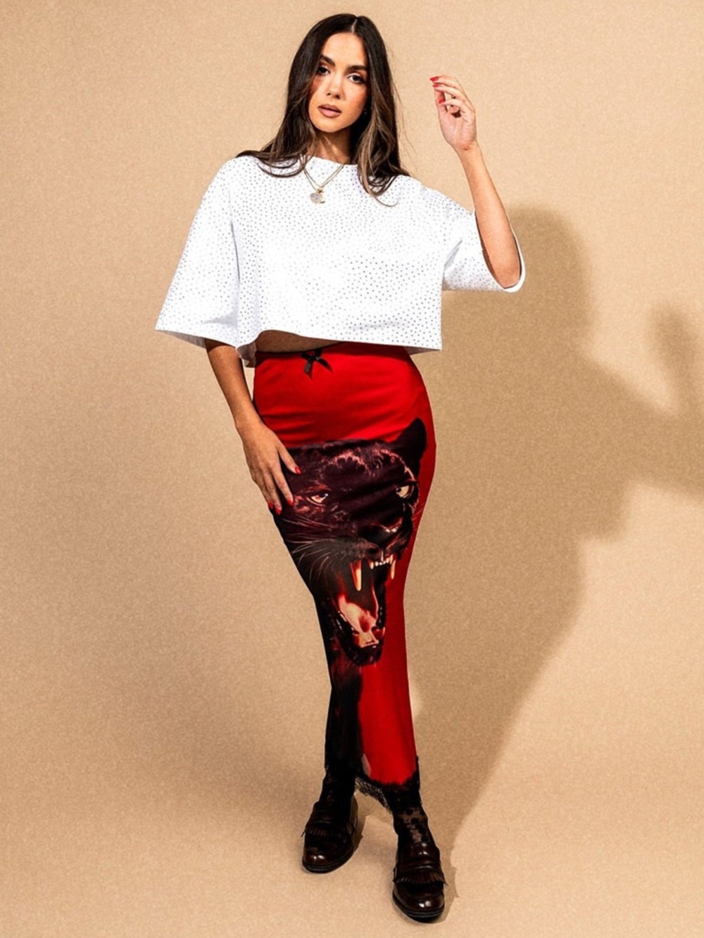 Dressed in Lala Not Your Emotional Support Panther Mesh Skirt